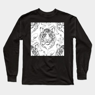 Continuous Line Tiger Portrait. 2022 New Year Symbol by Chinese Horoscope Long Sleeve T-Shirt